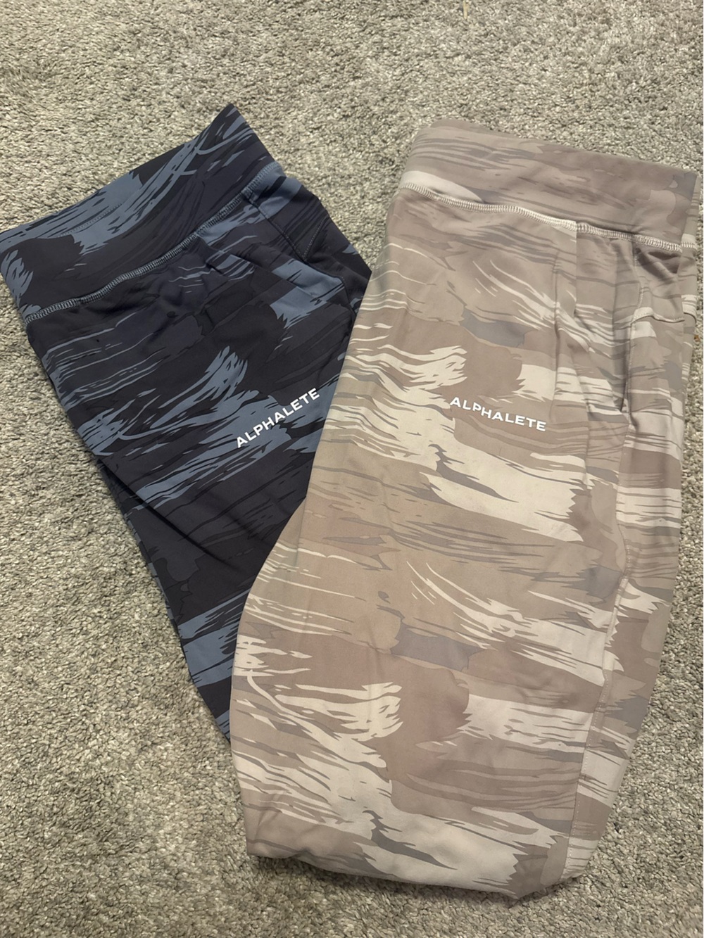 Alphalete Navy and Taupe Brushed Camo Fitted Stretchy Joggers - Set of 2